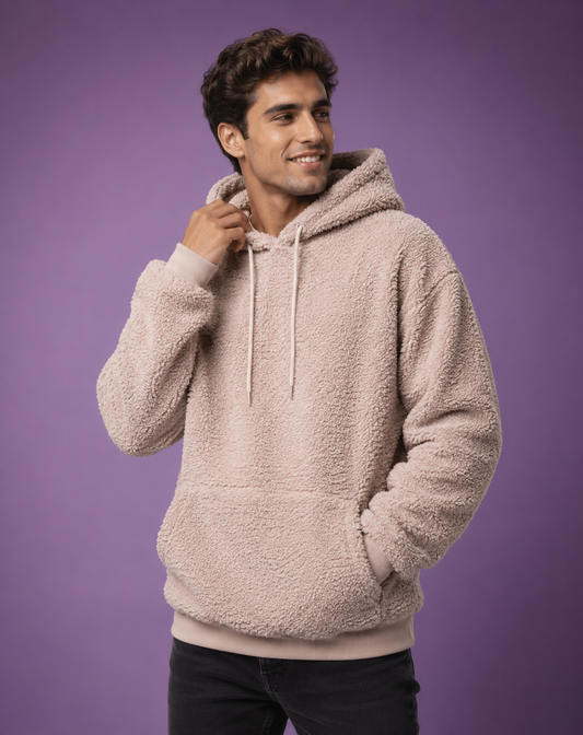 Fluffy teddy hoodie with hood for men | Arvid