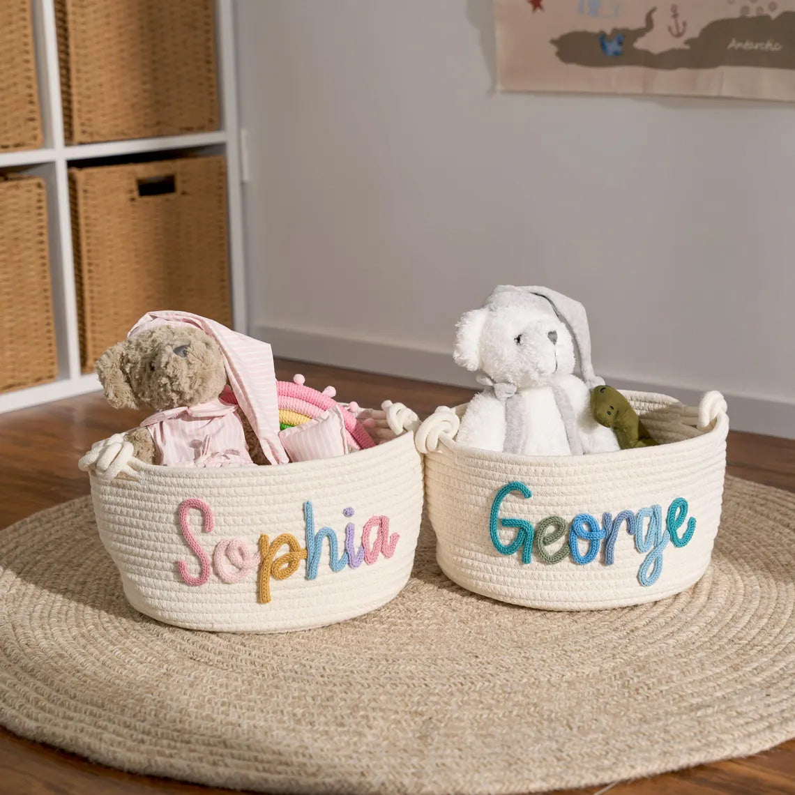 Baby Knits™  Multicolor Personalized Knitted Basket
