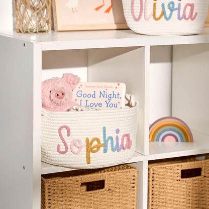 Baby Knits™  Multicolor Personalized Knitted Basket