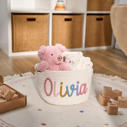 Baby Knits™  Multicolor Personalized Knitted Basket