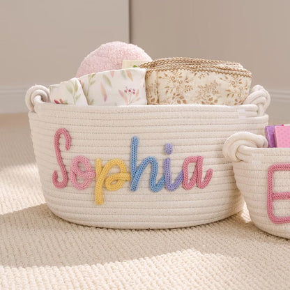 Baby Knits™  Multicolor Personalized Knitted Basket